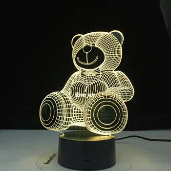 Hot Predaj Milujúci Bear 3d Lampa Farebné Postupné Nočného Led Dotykový Darček 3d Vision Stolové Lampy Na Obývacia Miestnosť, Stolná Lampa