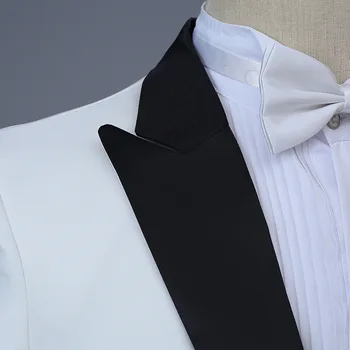 HO novú jar a v lete roku 2019 biela čierna golier mužov vyhovovali spevák druhej etape kostýmy moderátor odevy