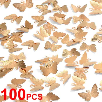 JJFOUCS 100ks/set Trendy Zlato Strieborná Farba Kovu, Medi Motýľ DIY Šperky Príslušenstvo na Výrobu Náušnice Náhrdelník s Príveskom