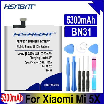 HSABAT 5300mAh BN31 Batérie pre Xiao Mi A1 / Redmi Y1 Lite Xiao Mi 5X Mi5X / Redmi Poznámka 5A 5A pro