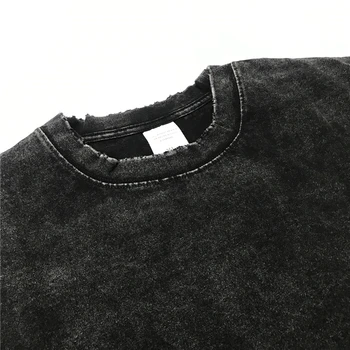 Stresujúce Čierne Krátke Sleeve T-shirt Kanye Odev-Umyté Bavlna Tee Putá Roztrhol Streetwear