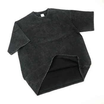 Stresujúce Čierne Krátke Sleeve T-shirt Kanye Odev-Umyté Bavlna Tee Putá Roztrhol Streetwear