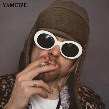YAMEIZE 2020 NIRVANA Kurt Cobain Okuliare Oválne slnečné Okuliare Dámy Módne Vintage Retro Slnečné Okuliare UV