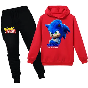 Sonic Deti Hoodies pre sonic detská Mikina pre Chlapcov, Dievčatá Potu Shirt Dieťa Hoodies Oblečenie nohavice 2pc Nastaviť
