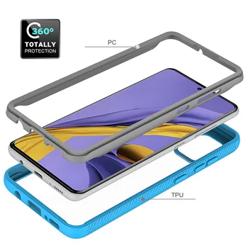 Móda Telefón puzdro pre Samsung Galaxy A71 A51 Pevného PC Rám + TPU Prípade Obrazovky Bez Ochrany Shockproof Farebné Rám Kryt