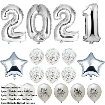 Amawill 2021 Šťastný Nový Rok Fólie List Balóny Bannery 2021 Číslo Vzduchu Balón Nový Rok 2021 Dekorácie Veselé Vianoce Dekor