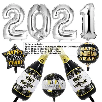 Amawill 2021 Šťastný Nový Rok Fólie List Balóny Bannery 2021 Číslo Vzduchu Balón Nový Rok 2021 Dekorácie Veselé Vianoce Dekor