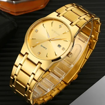 Relojes 2020 Nové Módne Diamond Pánske Hodinky WWOOR Top Značky Luxusné Zlaté Quartz Hodinky Mužov Plnej Ocele Nepremokavé Dátum Náramkové hodinky