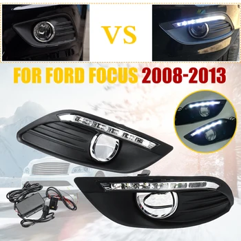Pár Auto LED DRL Predné Jazdy Lampa Foglight Denných prevádzkových Svetla Biela Žltá Pre Ford Focus 2008 2009 2010 2011 2012 2013