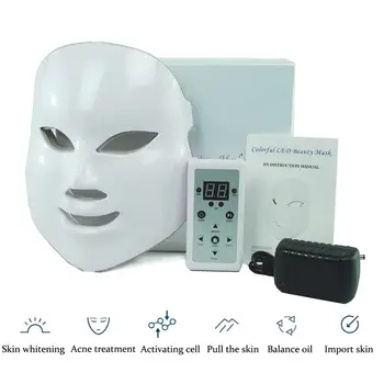 7 Led Pleťová Maska Led Kórejský Fotón Terapia Masku Na Tvár Stroj Svetelná Terapia Akné, Maska Na Krku Krásy Led Maska