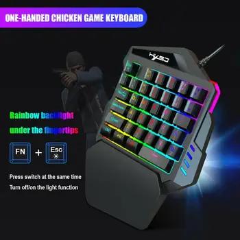 V jednej Ruke Jednou Rukou Mechanical Gaming Keyboard RGB Podsvietenie Prenosný Mini Herné Tlačidlá Myši, Nastavte Pre PC a PS4 Xbox Hráč Pubg