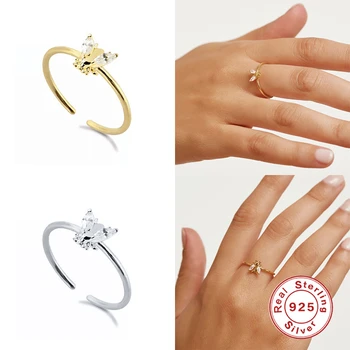 ROXI Trblietavé Kryštály Bee Otvoriť Prstene pre Ženy, Dievčatá, Svadobný Prsteň 925 Sterling Silver Prst Krúžky Zásnubný Prsteň, Šperky Bague