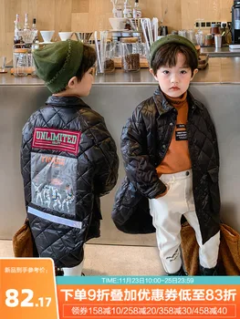 Chlapci Udržať v Teple Bavlna-Čalúnená Strednej Dĺžky Detí kórejský Štýl, Módne Zimné Top Zimné Zimné Nosenie Bavlna-Čalúnená Oblečenie