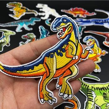 16Pcs/Veľa Kreslených Jurský Park Patch Dinosaura DIY Háčik Slučky Patch Vyšívané Na Oblečenie žehličky Na Škvrny Na Oblečení Nálepky