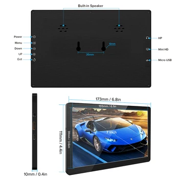 UPERFECT 7-palcový Displej Počítača Prenosný Herný Monitor 1024x600 IPS, 16:9 LED Displej Reproduktory HDMI, USB pre Raspberry Pi PS4 Xbox