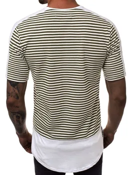 2019 Nové pánske Hip Hop High Street Dlhé Tričko Muž v Lete O-Krku Krátky Rukáv Pruhované tričko Topy M-3XL