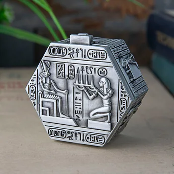 Hexagon, Kovové Veci, Šperky Box Pharaoh Egypt Vzor Vyrezávané Drahocenná Pamiatka Suvenír Darček Úložný Box Krúžok Náhrdelník Organizátor Hrudníka