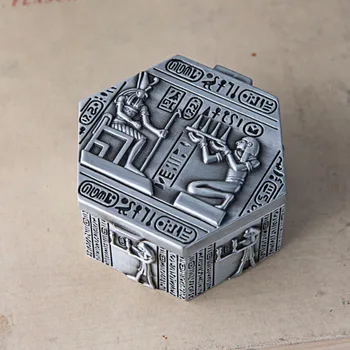 Hexagon, Kovové Veci, Šperky Box Pharaoh Egypt Vzor Vyrezávané Drahocenná Pamiatka Suvenír Darček Úložný Box Krúžok Náhrdelník Organizátor Hrudníka