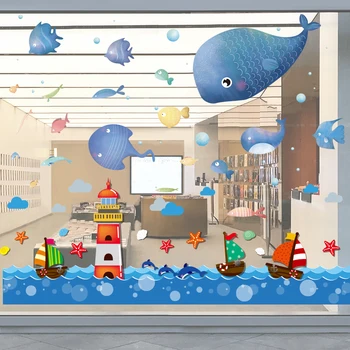 [SHIJUEHEZI] Tichom Ryby Samolepky na Stenu DIY Majákové Lode Stenu pre Deti Izby Detská Spálňa, Kúpeľňa Domáce Dekorácie