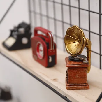 Nostalgické Retro Fotoaparát Phonograph Mini Živice Ozdoby Domov Obývacia Izba Víno Kabinet Dekorácie, Foto Rekvizity Ozdoby