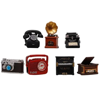 Nostalgické Retro Fotoaparát Phonograph Mini Živice Ozdoby Domov Obývacia Izba Víno Kabinet Dekorácie, Foto Rekvizity Ozdoby