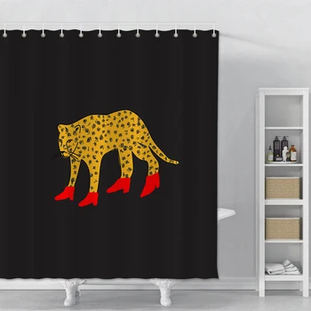 Kreatívne Sprchový Záves Vytlačené Leopard Nepremokavé Kúpeľni Sprchový Záves Domova Polyester Vaňa Sprchový Záves S Háčikmi