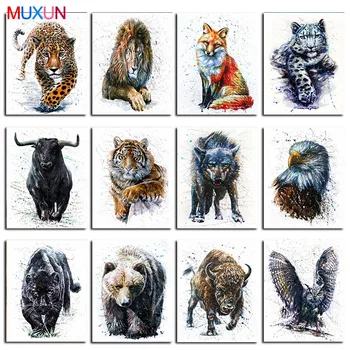 Muxun Farba Medveď, Líška, Vlk Sova Tiger Diamond Maliarske Umenie Zvierat Canva Maľovanie Nordic Štýl Diamond Výšivky Kríž Stitchlx572