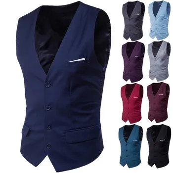 Pánske Oblek Vest pánske Slim Gentleman Vestu Business Bežné Vestu Muž 9 Farba S-6XL