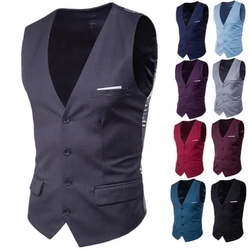 Pánske Oblek Vest pánske Slim Gentleman Vestu Business Bežné Vestu Muž 9 Farba S-6XL