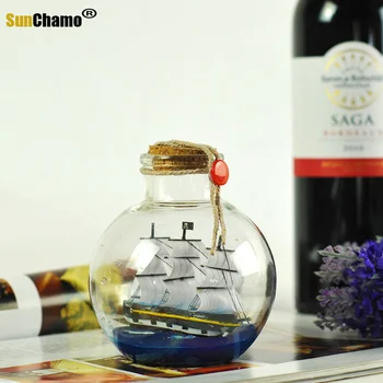 Stredomorský štýl pirátska loď pláva fliaš malé sklenené fľaše, ktorí chcú korku darčeky remeslá Umelecké zbierky