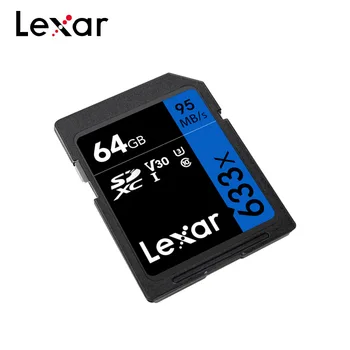 Originálne Lexar 633x SD Kartu Class 10 UHS-I 32GB Vysokej Rýchlosti, 95M/s V30 64GB 128GB U3 Pamäťovú Kartu Pre 1080p HD 4K Kamera