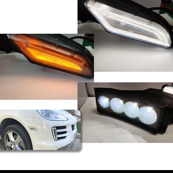 Údené 2 v 1 LED Strane Marker Kontrolka +Led jazdnej Polohy Svetlo pre 07-10 Porsche Cayenne 967 Led Zase Signál Lampy