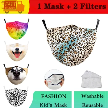 Umývateľný Opakovane pleťové Masky pre Deti Roztomilý Kreslený Vonkajšie Vytlačené Úst Maska Nastaviteľné Ochranné PM2.5 Filtra Maska Kryt