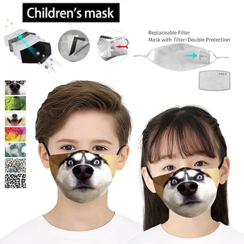 Umývateľný Opakovane pleťové Masky pre Deti Roztomilý Kreslený Vonkajšie Vytlačené Úst Maska Nastaviteľné Ochranné PM2.5 Filtra Maska Kryt
