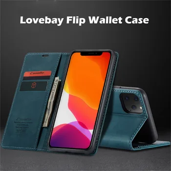 Lovebay Peňaženky, Kožené puzdro Pre iPhone11 Pro XR XS Max 8 7 6 6 Plus Business Adsorpcie Podpora Držiaka Farbou Flip Cover