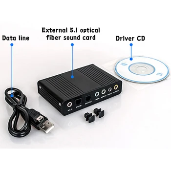 Externý USB 2.0 Zvuková Karta 6 Kanálov 5.1 Zvuková Karta Converter Adaptér CM6206 Chipset Adaptér Podporuje SCMS copy pre Notebook