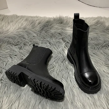 Chelsea Topánky dámske Členkové Topánky Žena Platformu Podpätky Návrhár Obuvi Žene Botičky 2021 Nové Módne Kožené Čierne Topánky Dámske