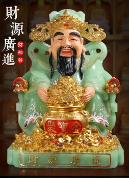 Ázia Chrám, Uctievanie Vysoký stupeň jade Boh bohatstva sochu Budhu DOMOV spoločnosti obchod priniesť peniaze, veľa šťastia CAI SHEN gilding socha
