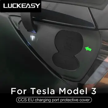 LUCKEASY pre Európsku verziu Teslat model 3 Tesla model Y 2017-2020 silikónové nabíjací port prachu plug ochranný kryt