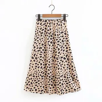 Sexy leopard tlač sukne ženy Lete vysoký pás sukne Streetwear kórejský módne-line midi sukne 2020 faldas mujer
