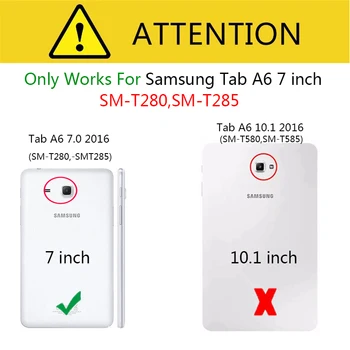 360 Rotujúce obal pre Samsung Galaxy Tab 7.0 A T280 T285 SM-T280 SM-T285 2016 PU Kožené puzdro Skladací Stojan Smart Cove.