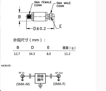 RF mikrovlnná koaxiálny obmedzovač SMA 1MHz ~ 3GHz 10dBm pre zosilňovač, SDR prijímač