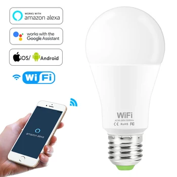 Stmievateľné 15W B22 E27, WiFi, Smart Žiarovky LED Lampa App Prevádzkovať Alexa Google Asistent Kontroly Prebudiť Inteligentné Lampy, Nočné Svetlo