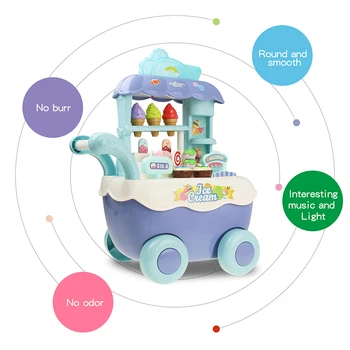 Zábavné Mini Supermarket, zmrzlina Nákupný Vozík Vozík so svetelnými Hudby Predstierať, že Hrať Kuchyne, Hračky Pre Deti, Dievčatá