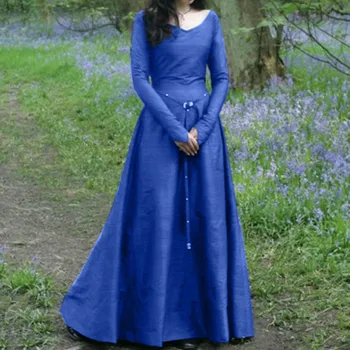 Ženy 2019 Čierna vintage víla Čipky dlho maxi šaty stredoveké Renesančné Šaty princezná Viktoriánskej Party šaty Plus Veľkosť F30