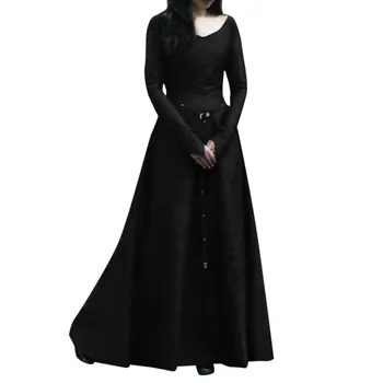 Ženy 2019 Čierna vintage víla Čipky dlho maxi šaty stredoveké Renesančné Šaty princezná Viktoriánskej Party šaty Plus Veľkosť F30