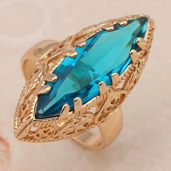 Zirkón Zlaté Modré Crystal Módne Šperky Prstene, Šperky pre ženy strany USA Veľkosť #7#8#9 JR2022