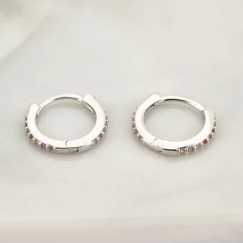 ANDYWEN 925 Sterling Silver 9.3 mm Huggies Piercing Ohrringe Obruče Náušnice 2020 Rock, Punk Luxusné Slučky Kolo Rainbow Šperky