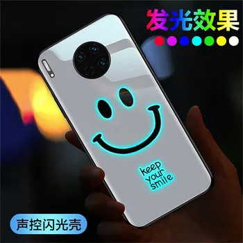 Úsmev LED Bleskom Hovor Svetlo Prípade Huawei P30 P40 Pro Prípade Tvrdeného Skla Úplné Pokrytie Coque Pre Huawei Mate 30 Mate 40 Pro Funda
