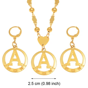 Anniyo A-Z 60 CM Korálky Písmená Náhrdelníky Zlatá Farba Marshalls Počiatočné Abecedy Loptu Reťaze Federatívne Šperky #128006